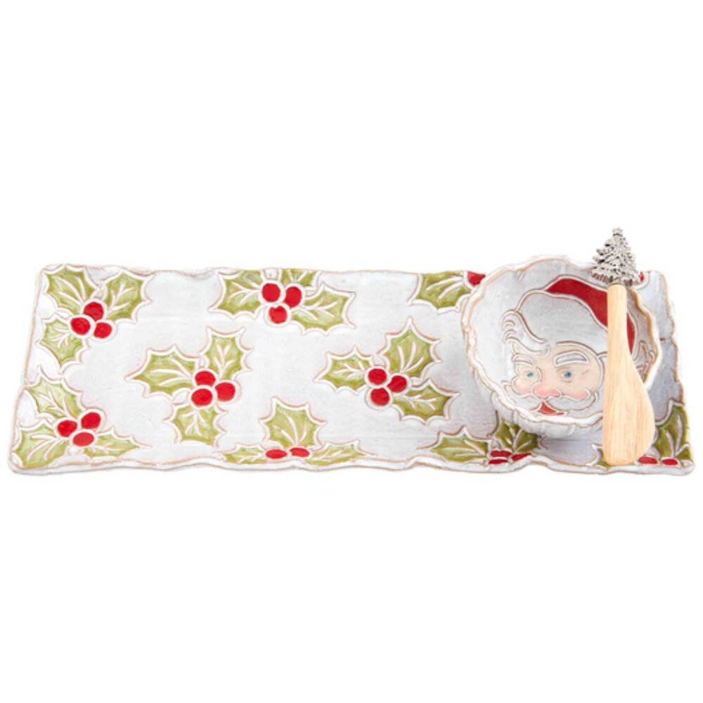 Mud Pie Santa Tray And Tidbit Set/NWT